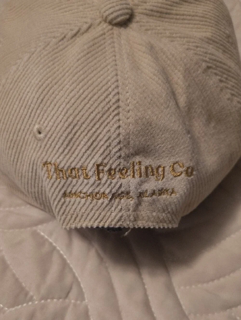 Embroidered Cream Corduroy Baseball Cap with Sun & Leaves Streetwear